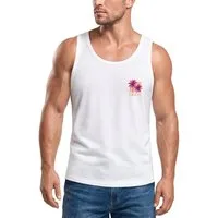 Neverless Tanktop Tanktop Herren mit Grafik-Print - Design Palme Summer - Trägershirt mit Print