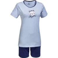 Erwin Müller Pyjama Damen-Shorty Single-Jersey Streifen: gestrickter/Tiermotive: Katze