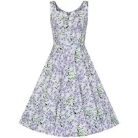 Hearts & Roses London A-Linien-Kleid Lilac Meadow Floral Blumen Vintage Retro 50er