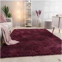 KADIMA DESIGN Teppich waschbar Unifarben Schlafzimmer Hochflor Teppich Shaggy, Läufer, Höhe: 37 mm, Florhöhe: 33 mm, 100% Polyester, Rechteckig, 80x150cm, Lila