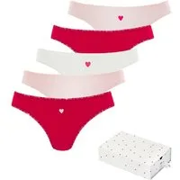 LASCANA String Geschenk Box (5er-Pack) mit süßen Herzchen-Prints und aus elastischer Baumwoll-Qualität