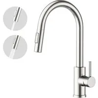 AICA Küchenarmatur Wasserhahn Küche mit Hochdruck, ausziehbar & 360° schwenkbar Einhebelmischer mit 2 Strahlarten, Mischbatterie für Spüle