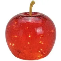 Seyila Home Dekofigur Dekorative Glas Apfel Leuchte mit LED, Crackle-Effekt, Goldener Stiel