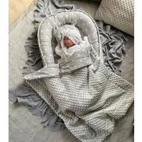 Loolay Bettnestchen MINKY/ Baumwolle BABYNEST Babykokon Geschenk Babyausstattung SETS, (MUSTER: Sterne GRAU/ MINKY Grau, SOLO oder im SETS, 3-tlg., PREMIUM BABYGESCHENK Neugeborene Nestchen, Babynestchen, Reisebett), LOOLAY® - 100% Europäische Stoffe