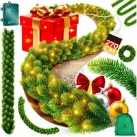 Kunstgirlande Weihnachtsgirlande 2,7m naturgetreue LED Girlande Weihnachtsdeko, KESSER, Tannengirlande für Treppen, Tür, Balkon inklusive Aufbewahrungstasche