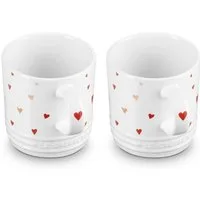 LE CREUSET Becher LeCreuset 2er-Set Becher Hearts aus Steinzeug 350ml, Porzellan