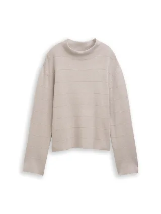 Tom Tailor - Strickpullover mit Stehkragen dark clouds grey melange - Gr. - XXL
