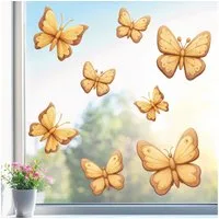Sunnywall Fensterbild wiederverwendbares Fensterbild Schmetterling in Holz-Optik, wiederverwendbar, statisch haftend, beidseitiger Druck