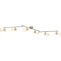 GLOBO LIGHTING Deckenspot GYLFI, ohne Leuchtmittel, Strahler Nickel/Holz, Glas opal/gestreift, E14