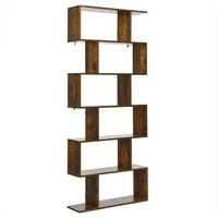 COSTWAY Bücherregal, Standregal mit 6 Fächern, 20 kg/Ebene, 80x23x192cm, braun