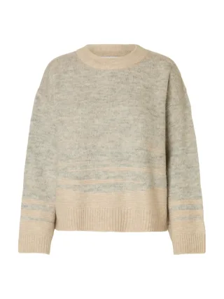 SELECTED WOMEN - SLFALVA LS KNIT STRUCTURE O-NECK light grey melange - Gr. - XL