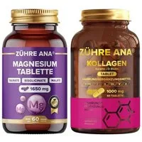 Zühre Ana® Kollagen & Magnesium–Praktische Ergänzung für eine bewusste Tagesrouti Kapseln, 160 g, Vegane Kombination für den Alltag, ohne Aroma