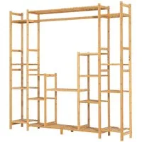 COSTWAY Pflanzentreppe, mit 9 Ebenen & Hängegestell, aus Bambus 167x30x166cm