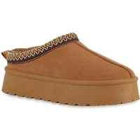 VAN HILL 840875 Hausschuh Damen Hausschuhe Lisa Plateau Pantoffeln warm gefüttert Slip-On