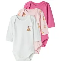 Name It Langarmbody NBFBODY 3P LS IBIS ROSE DEER NOOS (Packung, 3-tlg)