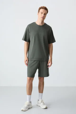Herren Übergröße Baumwollmischung T-Shirt und Shorts Set