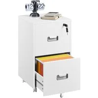 Yaheetech Rollcontainer, Mobiler Aktenschrank mit 2 Schubladen, Hängeregistratur