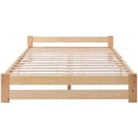 Sweiko Futonbett, Massivholzbett Doppelbett mit Kopfteil und Lattenrost, 200x140cm