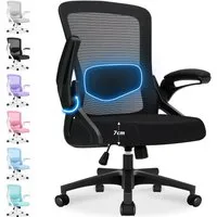 Hoolamyie Bürostuhl Schreibtischstuhl mit Lendenstütze,Bürostuhl mit klappbaren Armlehnen (Homeoffice Stuhl,Bürostuhl ergonomisch,Ergonomischer Drehstuhl mit gepolsterten Klapparmlehnen, leisen Rollen & Höhenverstellung), Atmungsaktiver Mesh-Rücken, 