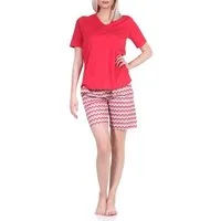 Normann Pyjama Damen Shorty Pyjama kurz mit gemusterten Shorts in strahlenden Farben