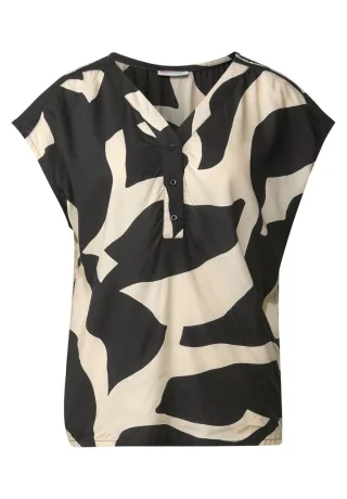 Street One - Gemusterte Bluse beige - Gr. - 36