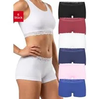 Fabio Farini Boxershorts Damen Unterhosen - Microfaser Frauen Boxer Slip (Packung, 6-St) mit dezenter Spitze am Bund