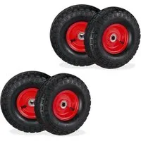 relaxdays Sackkarren-Rad Sackkarrenrad 4er Set 4.10 3.50-4, Schwarz-Rot