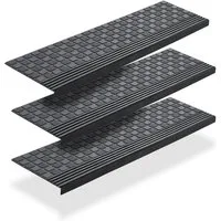 BigDean Stufenmatte 3x Gummi 65x25cm Treppenstufen Außen Antirutschmatten, eckig, Höhe: 30 mm, Rutschfest, Grip-Profil, Selbsklebend, Abriebfest