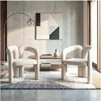LVHOM Armlehnstuhl M-Form Freizeitstuhl, Bistrostuhl, Bürostuhl, Polsterstuhl, Besucherstuhl (runde Sessel mit breiter Polsterung, flauschiger Stoffstuhl, 2 St), für Esszimmer, Wohnzimmer, Büro, Schlafzimmer, Wartezimmer, Lobbys