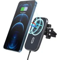 TUWENA Magsafe Ladegerät, Kabelloses Car Charger Handyhalterung Ladestation Induktions-Ladegerät (Wireless Auto Magnet Schnellladegerät für iPhone 16/15/14/13/12 Serie)