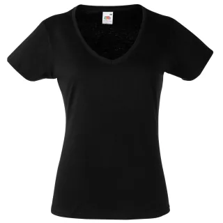 Fruit of the Loom - "Valueweight" T-Shirt V-Ausschnitt für Damen (schwarz)
