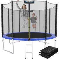Kinetic Sports Gartentrampolin SALTO PLUS, Ø 183 cm, Komplett-Set mit Leiter, Regenplane, Einstiegsleiter