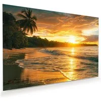 Primedeco Glasbild Wandbild Sonnenuntergang Strand mit Aufhängung, Strand & Meer (21 verschiedene Größen, 1 St), Elegante Aufhängung