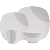 HEKERS Geschirr-Set 100% Melamin Geschirr (4-24 teilig) Circle elfen/grau (eckig) (16-tlg)