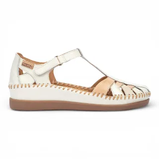 Pikolinos Damen-Keilsandalen aus weißem Leder - Cadaques
