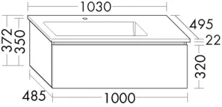 Burgbad Keramik Waschtisch+Waschtischunterschrank Lin20Lack Hochglanz Sandorange SGVR103F6517C0001