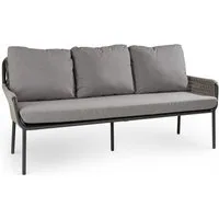 Outdoor Gartenbank COMO, Anthrazit, Beige, Grau, Aluminiumgestell, Olefin, Seilbespannung, mit Kissen, B 198 x H 86 x T 59 cm