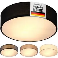 monzana Deckenleuchte Deckenleuchte, Innenbeleuchtung, Deckenlampe Stoff Schwarz 38 cm Modern E27 Rund 2 Flammig