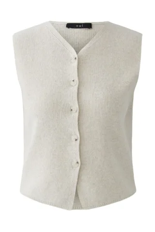 Oui - Strickweste beige - Gr. - 36