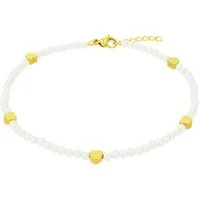 Amor Fußkette mit Herzen, mit Glasperle