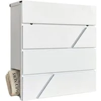 relaxdays Wandbriefkasten Metall Briefkasten mit Zeitungsfach, weiß