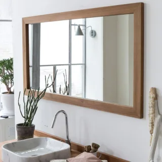 Spiegel Wandspiegel Badspiegel aus Teak Massiv Holzrahmen Bad neu Tikamoon