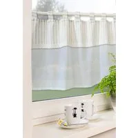 EXPERIENCE Scheibengardine Scheibengardine Bistrogardine Küchengardine 2486 Landhaus 48x140 cm mit 10 Schlaufen (1 St), Schlaufen, halbtransparent, Batist, mit Spitze
