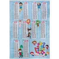 Mazovia Kinderteppich Kinderteppich Kinderzimmerteppich Einmaleins, 80 x 150 cm, Kurflor, Waschbar in Waschmaschine, Höhe 5 mm, Rutschfest