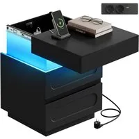 Woltu Nachttisch (1-St), mit Ladefunktion und LED-Beleuchtung 45x58x40 cm