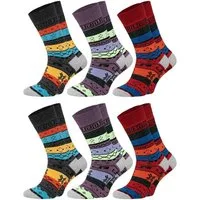 Chili Lifestyle Thermosocken COLOR warme bunte Wintersocken Damen und Herren aus Baumwolle (Multipack, 6-Paar, 3 Farbdesigns) Weichbund ohne Gummidruck