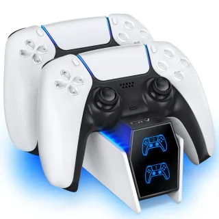 OIVO PS5 Controller Ladestation PS5 Ladestation Controller mit 2-Stunden-Ladechip Ladegerät für Playstation 5 Schnellladung inklusive 2 Kabeln LED-Ladestatusanzeige Weiß