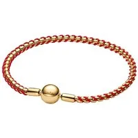Pandora Charm-Armband DamenSchlangenkette Goldfarben/Rot