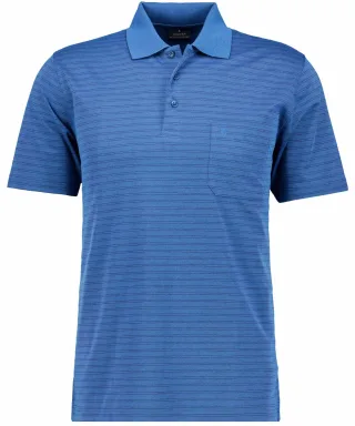 RAGMAN - Softknit-Polo fineliner blau-melange - Gr. - XL