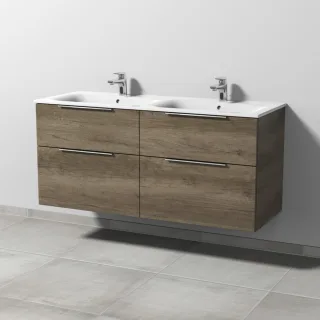 Sanipa 3way Waschtischunterbau zu Geberit Renova Plan Slim Waschtisch mit 4 Auszügen, Eiche-Nebraska UM68937